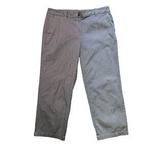 Lands End Womens Fit 2 Casual Y2K Crop Pants Size 10 Navy Striped Straight Leg